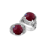 Sterling Silver Balinese Ruby Quartz Ring With Elegant Round Shape Design